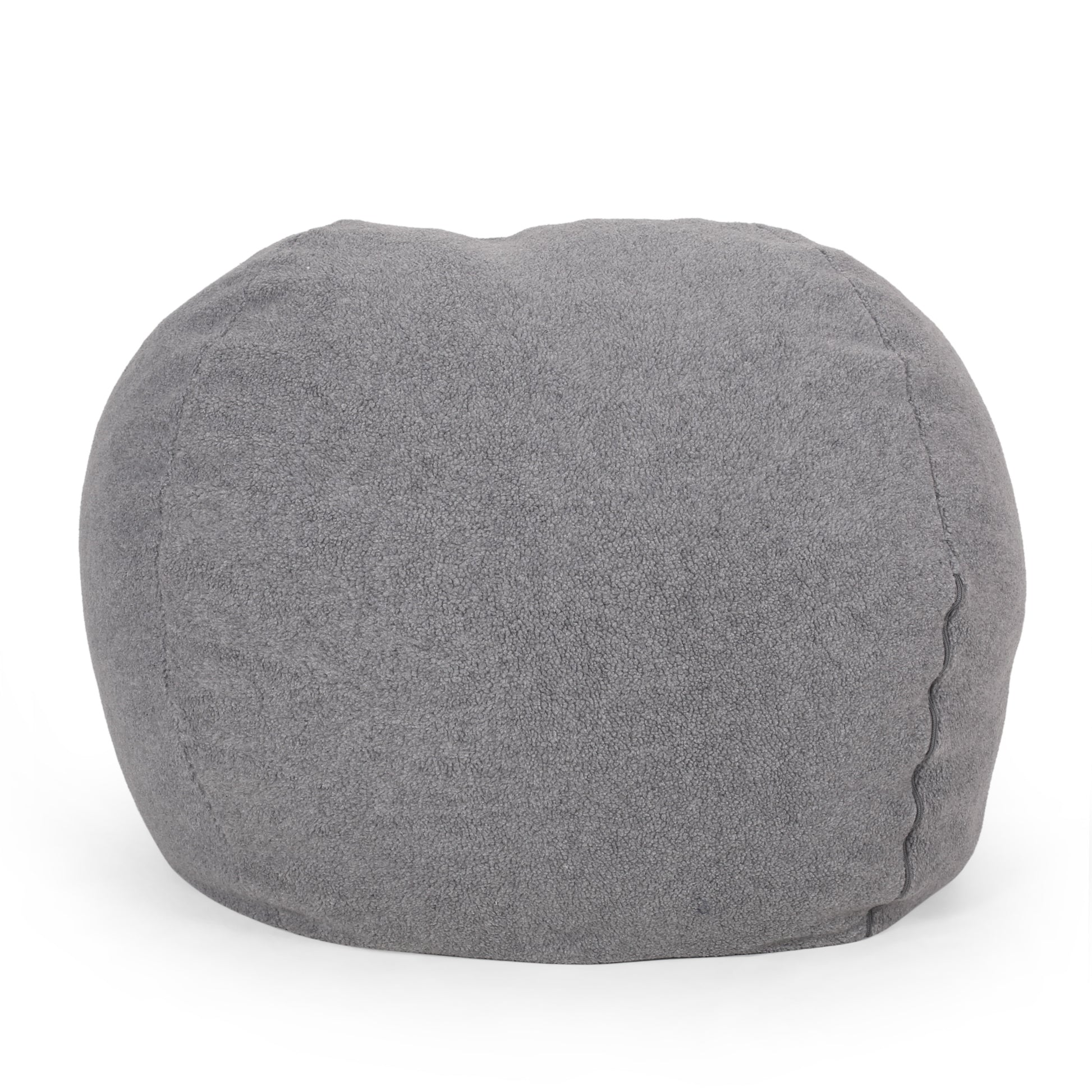 Kavel 3 Foot Rounded Bean Bag, Gray Gray Fabric