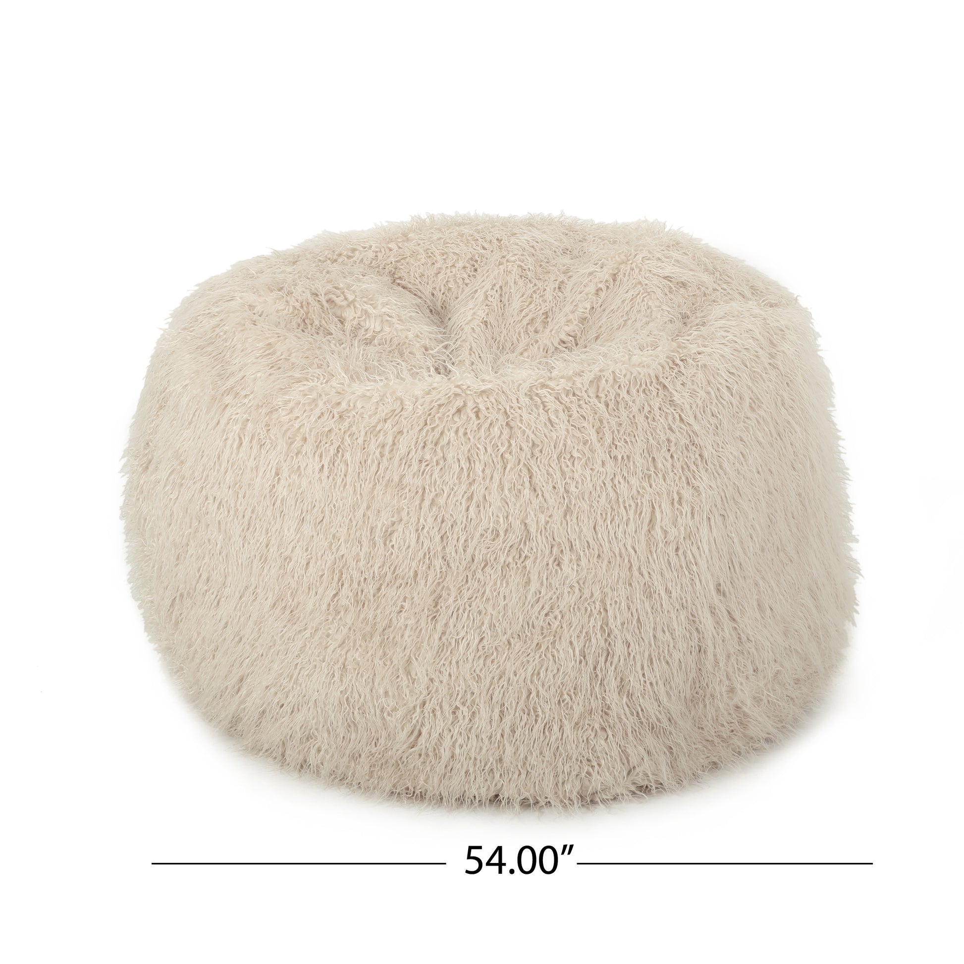 Mahin 5 Foot Rounded Faux Fur Bean Bag, Taupe Taupe Faux Fur