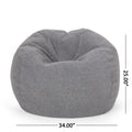 Kavel 3 Foot Rounded Bean Bag, Gray Gray Fabric