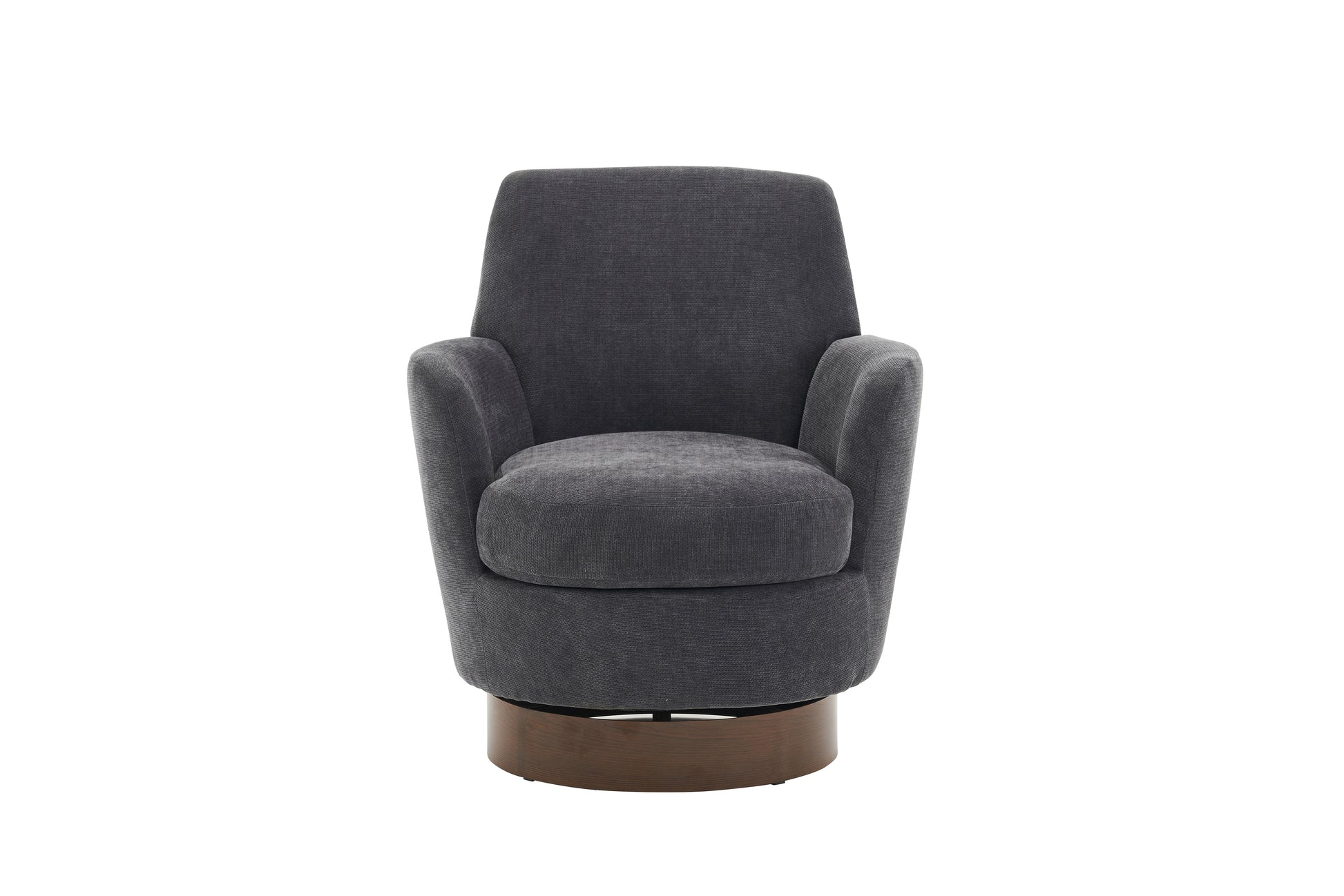 Polyester Swivel Barrel Chair, Swivel Accent Chairs Armchair For Living Room, Reading Chairs For Bedroom Comfy, Round Barrel Chairs With Gold Stainless Steel Base Dark Grey Dark Grey Primary Living