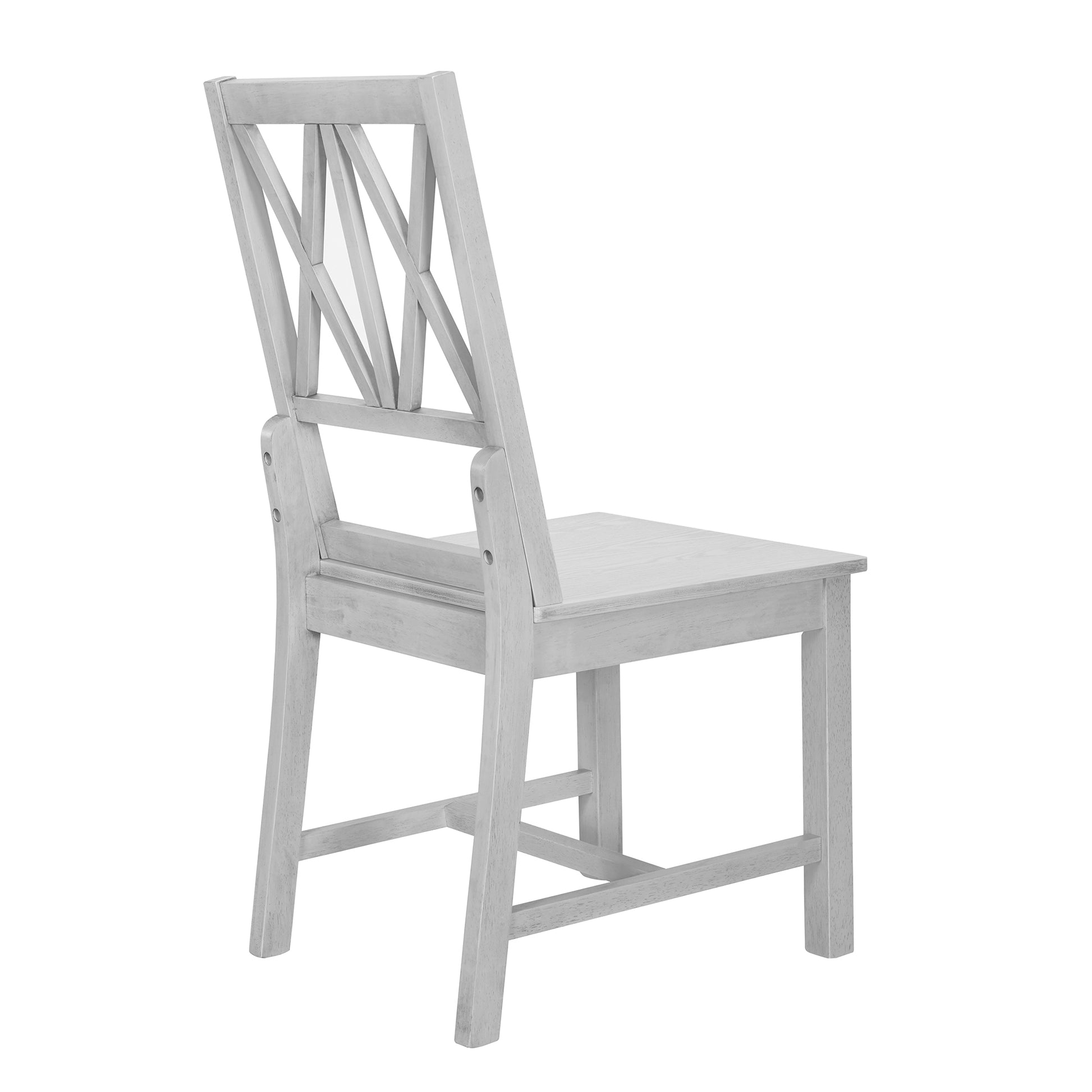 Rustic 5 Piece Extendable Dining Table Set Round Trestle Table And 4 Cross Back Dining Chairs For Kitchen, Dining Room, Gray Gray Wood Dining Room Solid Wood Rubberwood Round Dining Table With Chair Wood Wood Gray Solid Back Seats 4 Removable Leaf