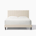 Dove Tufted Upholstered Platform Bed Pearl White Queen Box Spring Not Required Queen Cream White Wood Bedroom Slat Beds Boucle Boucle