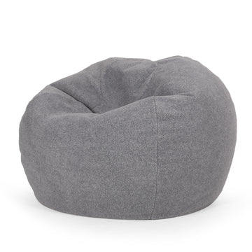 Kavel 3 Foot Rounded Bean Bag, Gray Gray Fabric