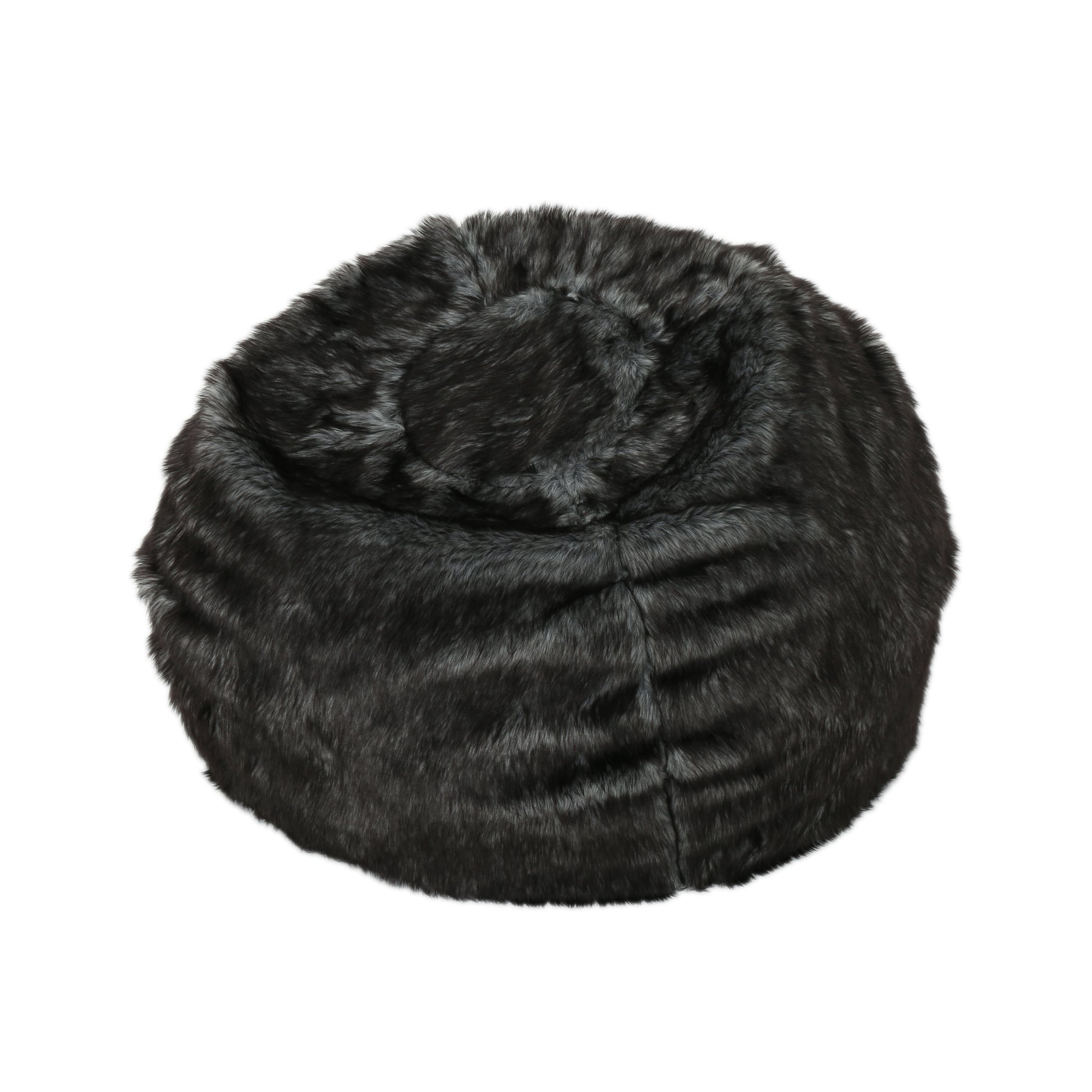 Cat 3 Foot Rounded Faux Fur Bean Bag, Black With White Streaks Black White Faux Fur