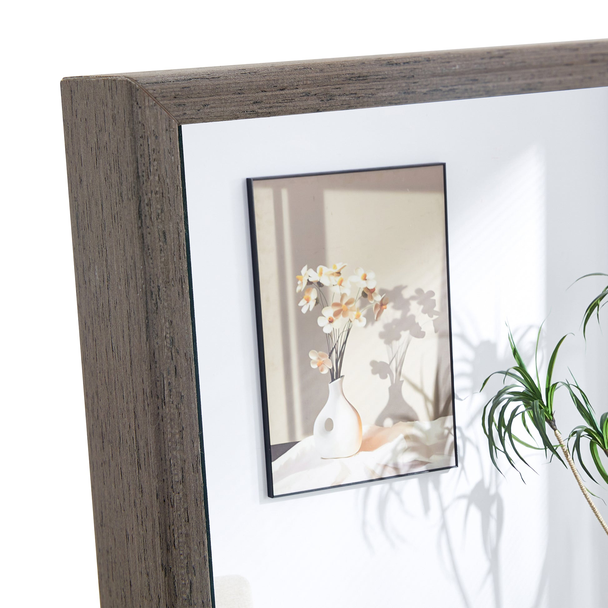 Fourth Generation Solid Wood Frame Long Mirror, Dressing Mirror, Bedroom Foyer, Decorative Mirror, Clothing Store, Floor To Ceiling Mirror, Wall Mounted. 71 "* 31.4" Gray Glass