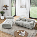 Modular Sectional Sofa, Button Tufted Designed And Diy Combination,L Shaped Couch With Reversible Ottoman, Grey Velvet Light Grey Velvet Wood Soft Tight Back Eucalyptus Pillow Top Arms Foam Spring