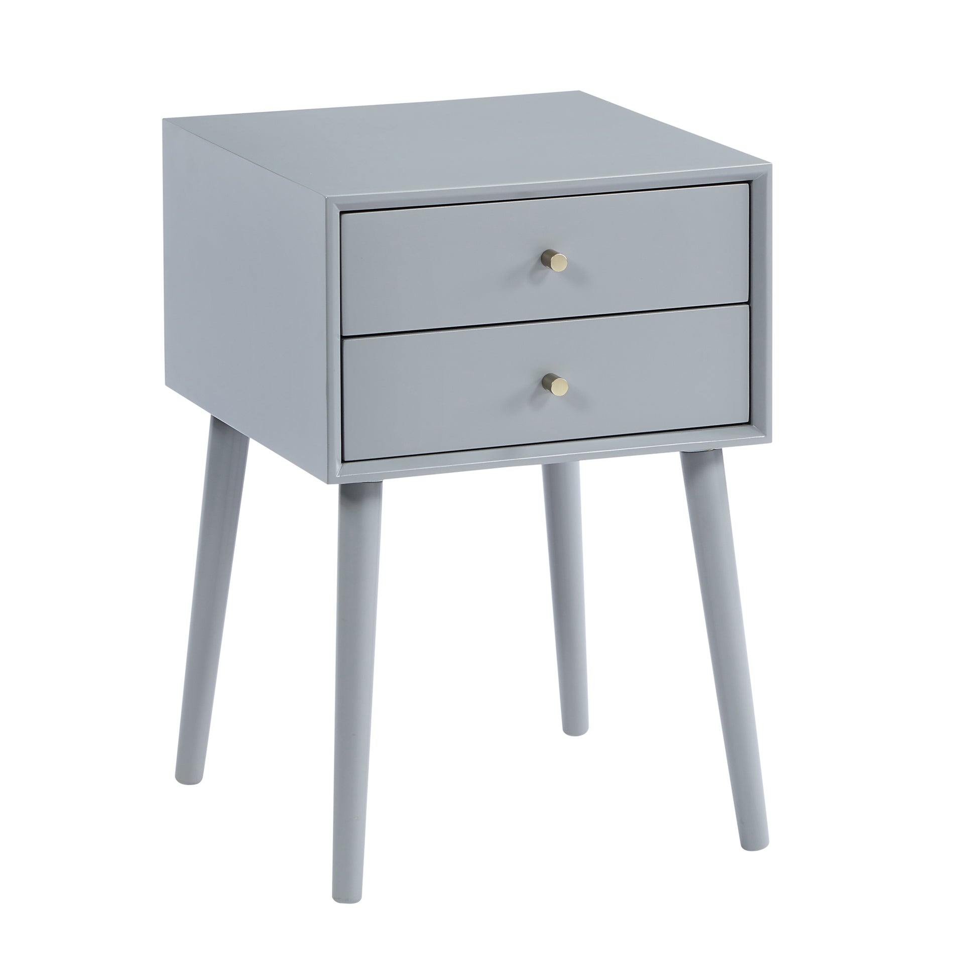 Wood Nightstand With 2 Drawers,Side Table Bedroom Storage Drawer Bedside End Table,Small Side End Table With Storage, Gray Gray 2 Drawers Rubber Wood