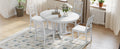 Rustic 5 Piece Extendable Dining Table Set Round Trestle Table And 4 Cross Back Dining Chairs For Kitchen, Dining Room, Gray Gray Wood Dining Room Solid Wood Rubberwood Round Dining Table With Chair Wood Wood Gray Solid Back Seats 4 Removable Leaf