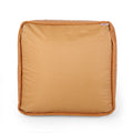 Bambo Faux Leather Rectangle Pouf, Caramel Caramel Faux Leather