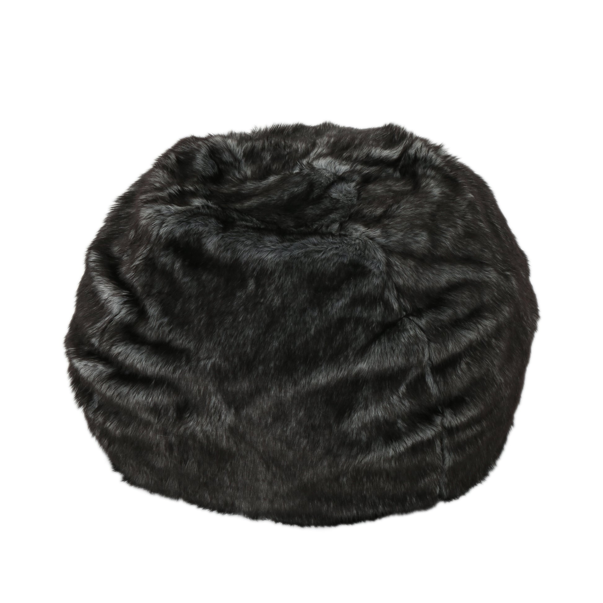 Cat 3 Foot Rounded Faux Fur Bean Bag, Black With White Streaks Black White Faux Fur