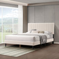 Dove Tufted Upholstered Platform Bed Pearl White Queen Box Spring Not Required Queen Cream White Wood Bedroom Slat Beds Boucle Boucle