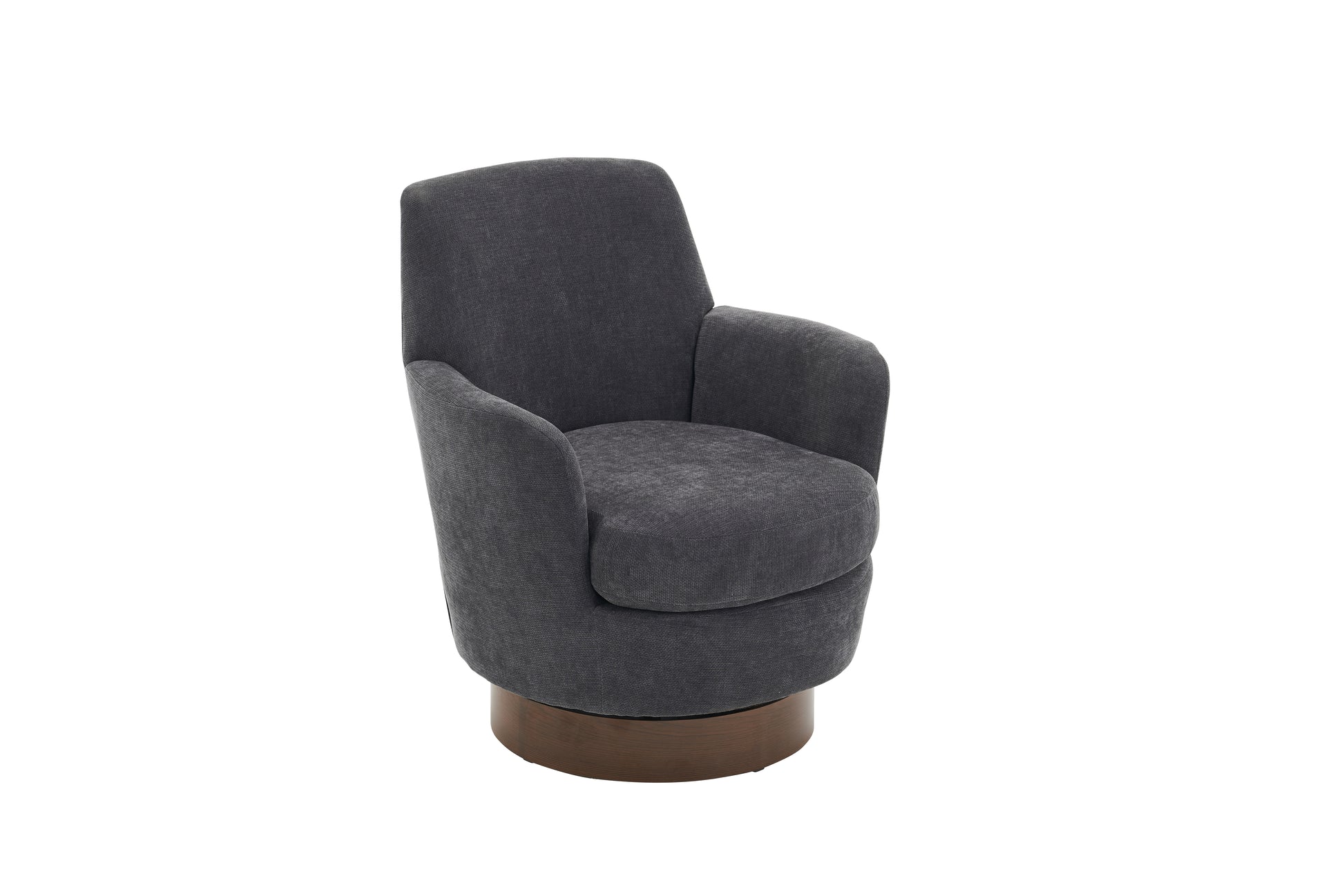 Polyester Swivel Barrel Chair, Swivel Accent Chairs Armchair For Living Room, Reading Chairs For Bedroom Comfy, Round Barrel Chairs With Gold Stainless Steel Base Dark Grey Dark Grey Primary Living