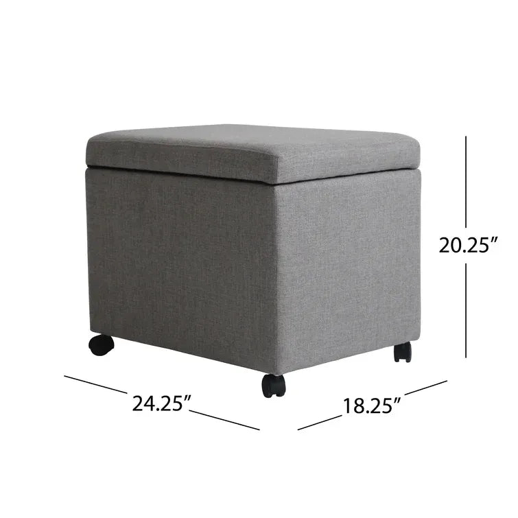 Storage Ottoman Grey Fabric