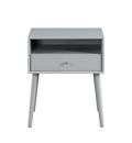 Wood Nightstand With 1 Drawer, Bedside Table With Open Storage Shelf And Solid Wood Legs, Bed Side Table For Bedroom, End Tables For Living Room,Small Side End Table With Storage, Gray Gray 1 Drawer Rubber Wood