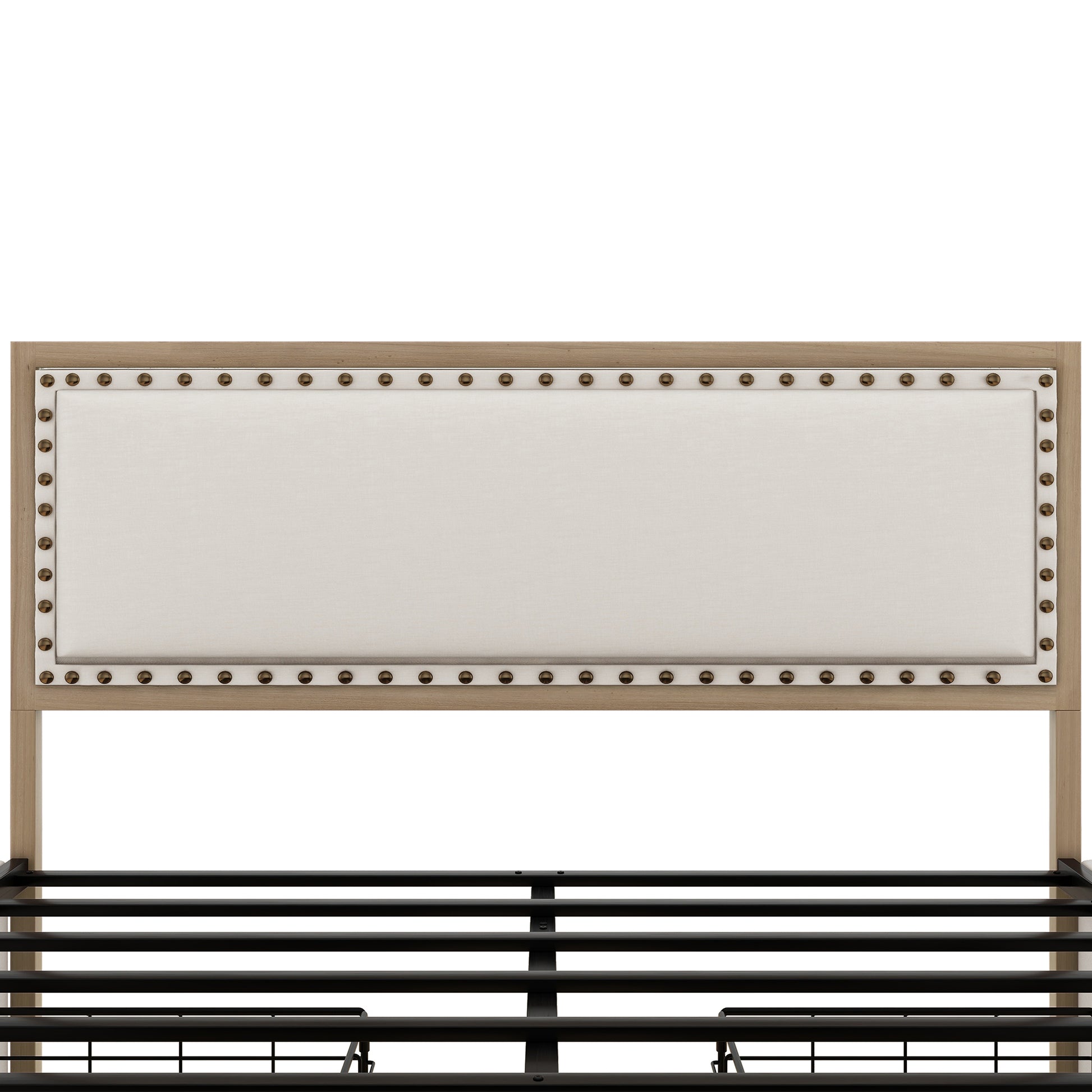 Queen Size Upholstered Platform Bed With Decoration And 4 Drawers, Brown Box Spring Not Required Queen Brown Metal Bedroom Bed Frame Linen Upholstered