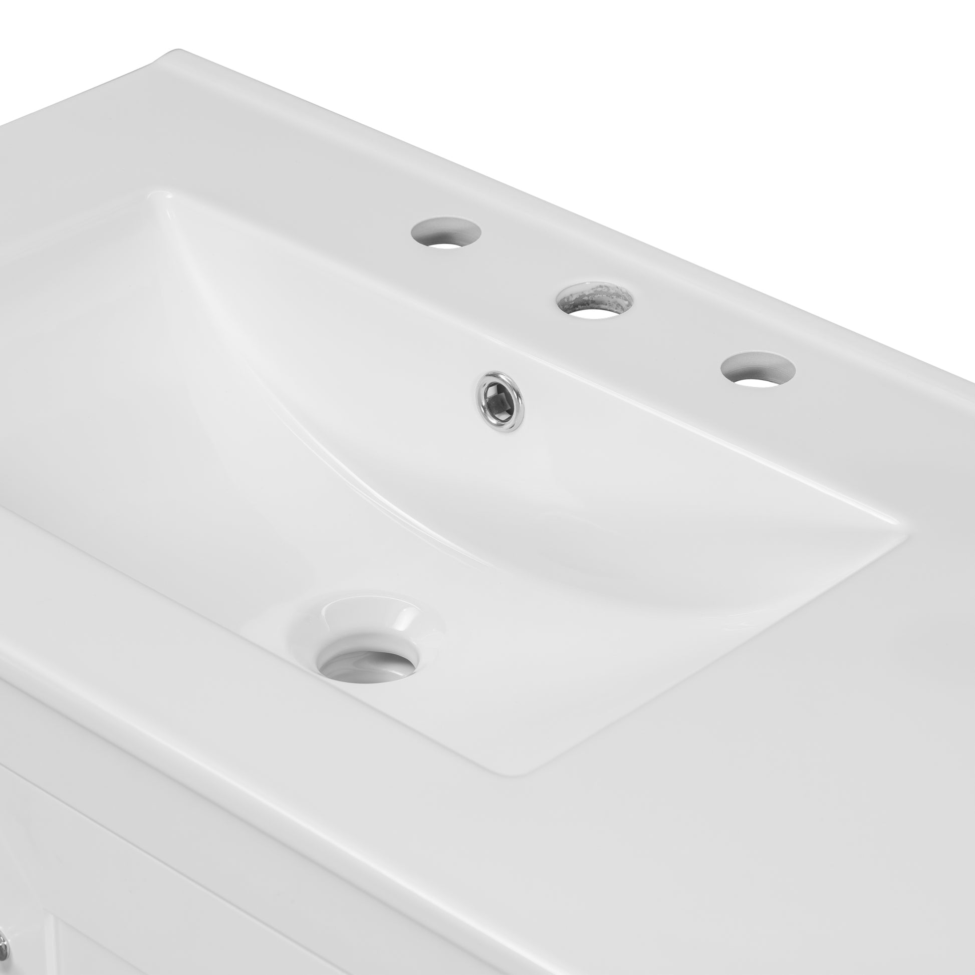 36" White Bathroom Vanity With Ceramic Sink Combo, Abundant Storage Cabinet 2 Soft Close Doors And 5 Drawers White Bathroom Solid Wood Mdf