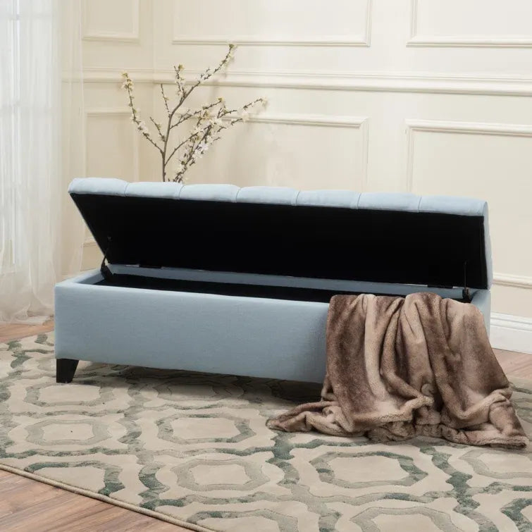 Glouster Storage Ottoman V2 Blue Fabric