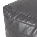 Bambo Faux Leather Rectangle Pouf, Gray Gray Faux Leather