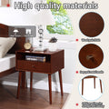 Wood Nightstand With 1 Drawer, Bedside Table With Open Storage Shelf And Solid Wood Legs, Bed Side Table For Bedroom, End Tables For Living Room,Small Side End Table With Storage, Dark Walnut Walnut 1 Drawer Rubber Wood
