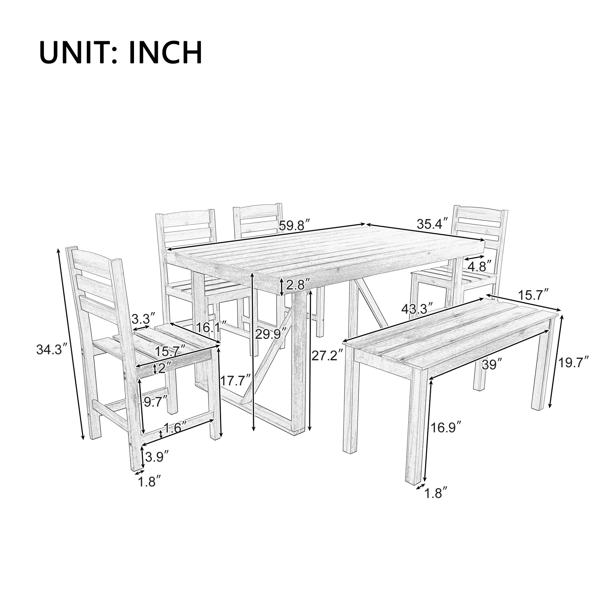 High Quality Acacia Wood Outdoor Table And Chair Set, Suitable For Patio, Balcony, Backyard Natural Wood Acacia Wood