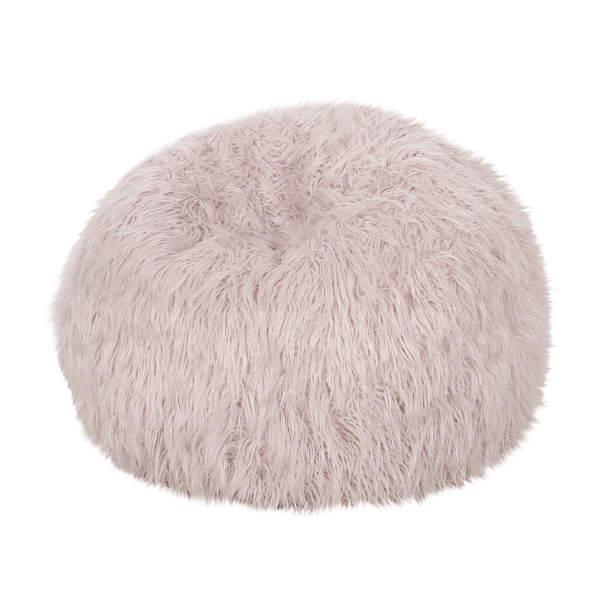 Mandana 3 Foot Rounded Faux Fur Bean Bag, Lavender Lavender Faux Fur