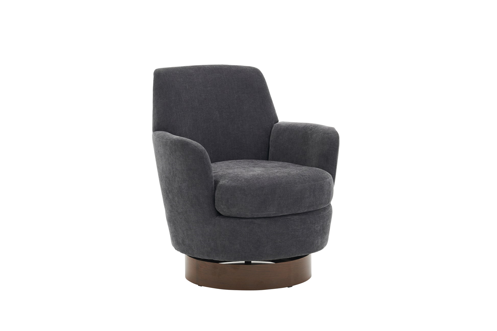 Polyester Swivel Barrel Chair, Swivel Accent Chairs Armchair For Living Room, Reading Chairs For Bedroom Comfy, Round Barrel Chairs With Gold Stainless Steel Base Dark Grey Dark Grey Primary Living