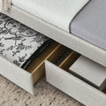Upholstered Twin Size Daybed With Two Drawers, With Button And Copper Nail On Square Arms, Beige 82.75''X43''X30.75'' Box Spring Not Required Twin Beige Composite Bedroom Classic,Contemporary,Luxury,Modern,Traditional Linen Linen