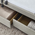 Upholstered Full Size Daybed With Two Drawers, With Button And Copper Nail On Square Arms, Beige 82.75''X58''X30.75'' Box Spring Not Required Full Beige Composite Bedroom