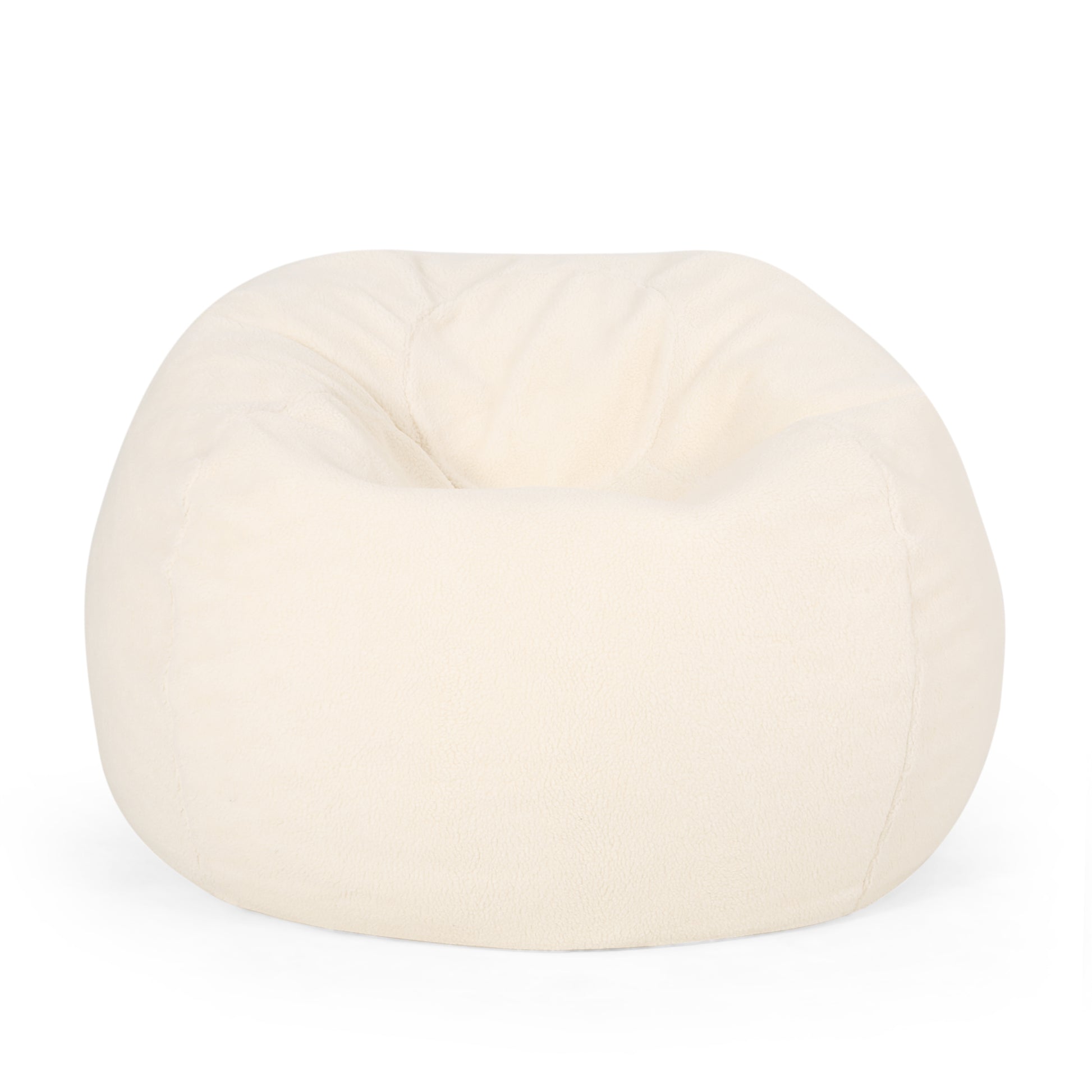 Kavel 3 Foot Rounded Bean Bag, Cream Cream Fabric