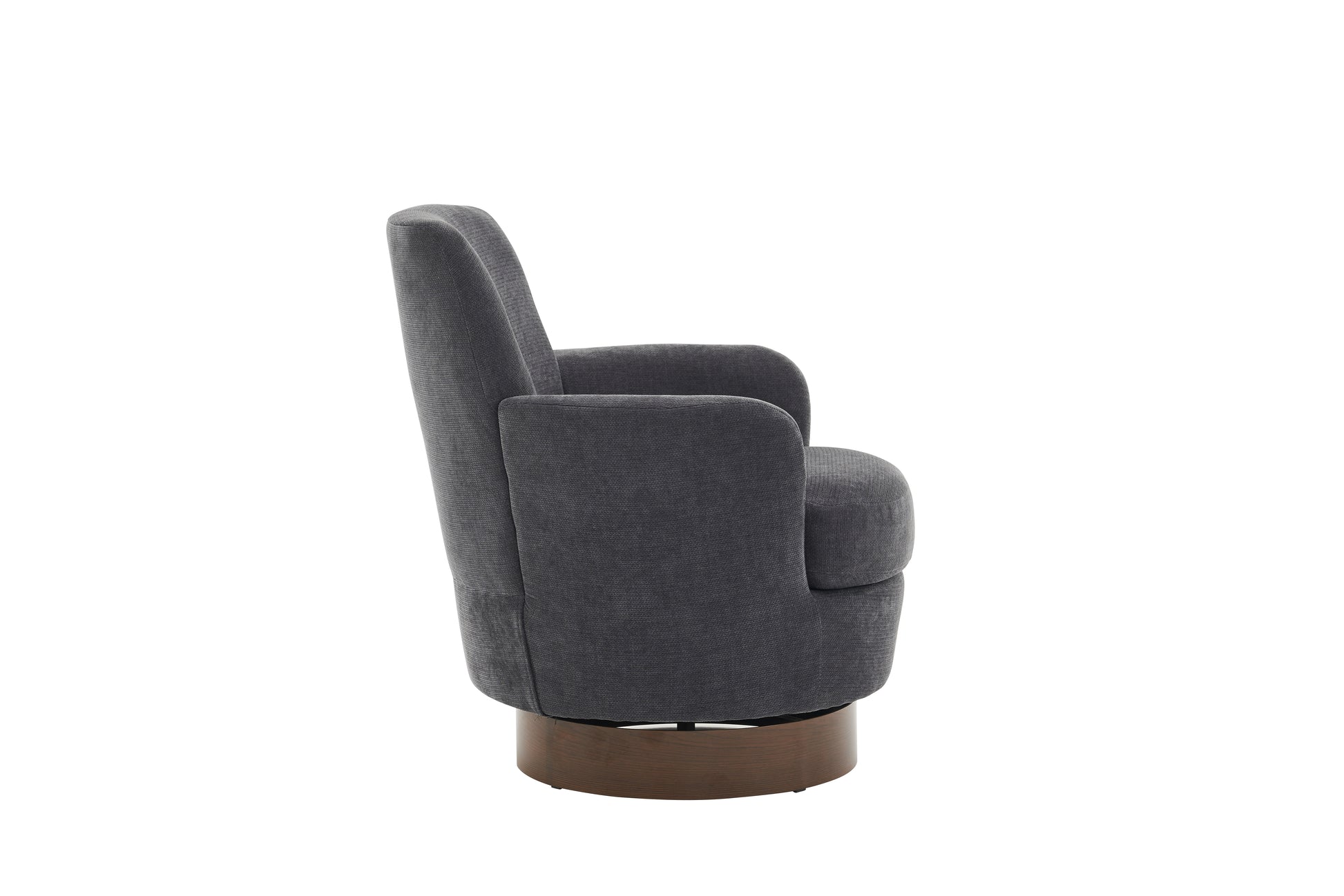 Polyester Swivel Barrel Chair, Swivel Accent Chairs Armchair For Living Room, Reading Chairs For Bedroom Comfy, Round Barrel Chairs With Gold Stainless Steel Base Dark Grey Dark Grey Primary Living