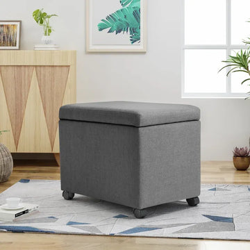 Storage Ottoman Grey Fabric