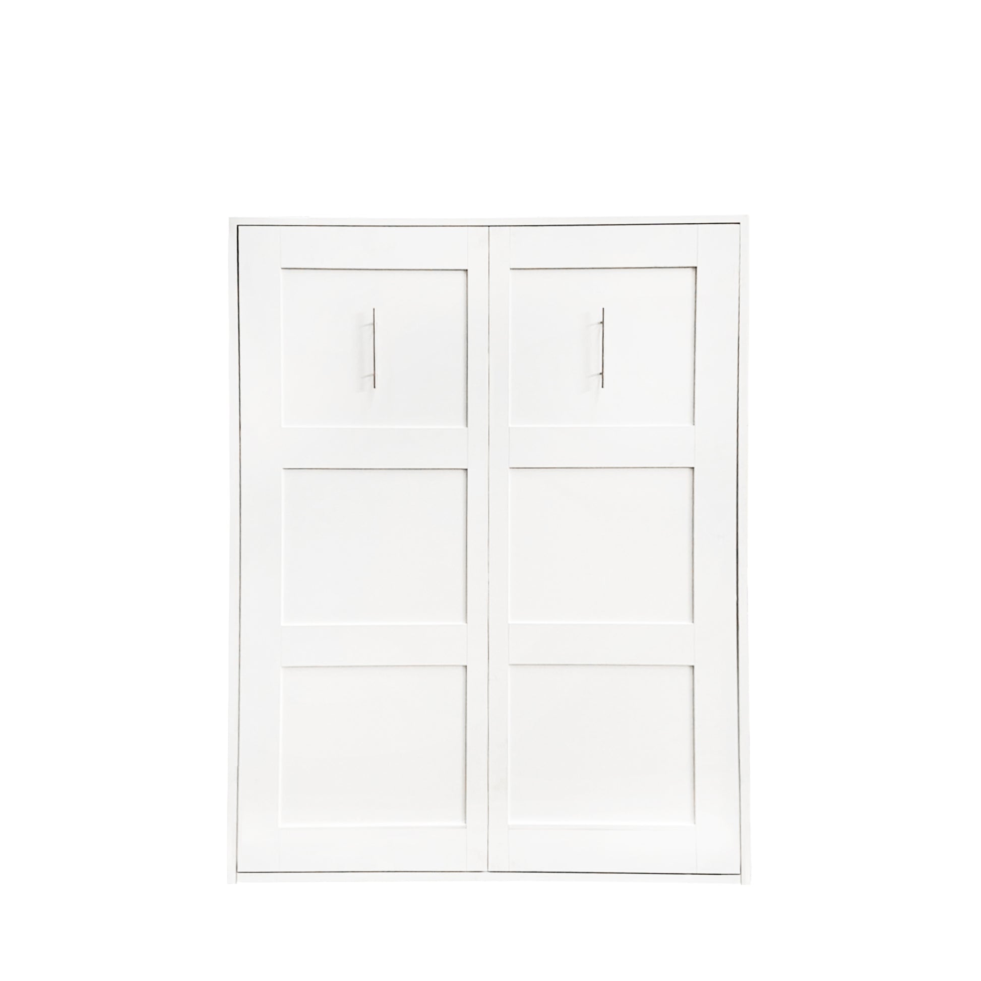 Morden Deisgn Full Size Vertical Murphy Bed For Bedroom Or Guestroom White Wall Bed Space Saving Hidden Bed White Mdf