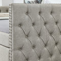 Upholstered Twin Size Daybed With Two Drawers, With Button And Copper Nail On Square Arms, Beige 82.75''X43''X30.75'' Box Spring Not Required Twin Beige Composite Bedroom Classic,Contemporary,Luxury,Modern,Traditional Linen Linen