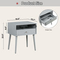 Wood Nightstand With 1 Drawer, Bedside Table With Open Storage Shelf And Solid Wood Legs, Bed Side Table For Bedroom, End Tables For Living Room,Small Side End Table With Storage, Gray Gray 1 Drawer Rubber Wood