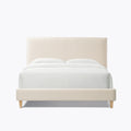 Vireo Upholstered Platform Bed Pearl White Queen Box Spring Not Required Queen Cream White Wood Bedroom Slat Beds Boucle Boucle