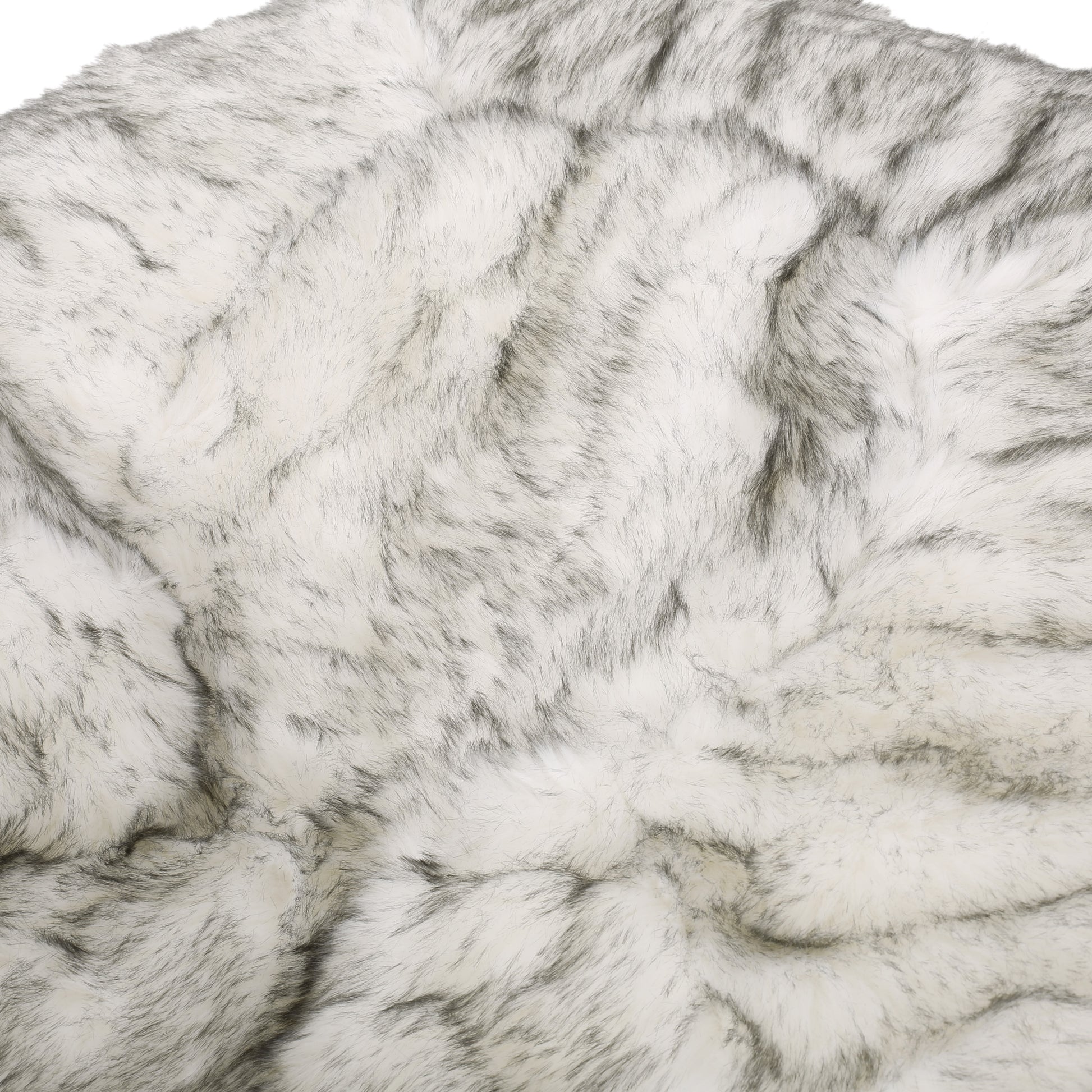 Negar 5 Foot Rounded Short Faux Fur Bean Bag, White And Gray White Gray Faux Fur