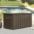 200 Gallon Outdoor Storage Deck Box Waterproof, Large Patio Storage Bin For Outside Cushions, Throw Pillows, Garden Tools, Lockable Dark Brown Dark Brown Steel