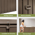 100 Gallon Outdoor Storage Deck Box Waterproof, Large Patio Storage Bin For Outside Cushions, Throw Pillows, Garden Tools, Lockable Dark Brown Dark Brown Steel