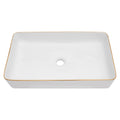 24X14 Inch White Ceramic Rectangular Vessel Bathroom Sink White Ceramic