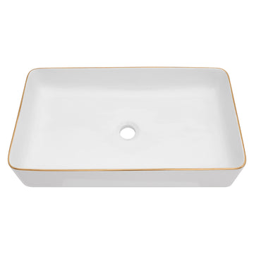 24X14 Inch White Ceramic Rectangular Vessel Bathroom Sink White Ceramic