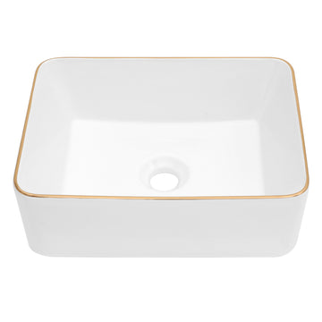 16X12 Inch White Ceramic Rectangular Vessel Bathroom Sink White Ceramic