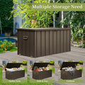 100 Gallon Outdoor Storage Deck Box Waterproof, Large Patio Storage Bin For Outside Cushions, Throw Pillows, Garden Tools, Lockable Dark Brown Dark Brown Steel