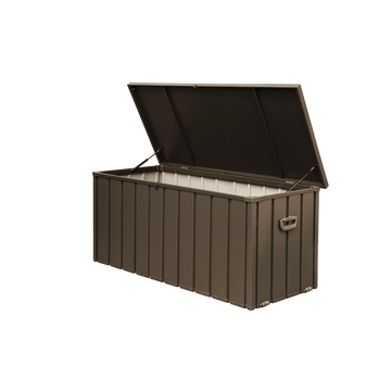 100 Gallon Outdoor Storage Deck Box Waterproof, Large Patio Storage Bin For Outside Cushions, Throw Pillows, Garden Tools, Lockable Dark Brown Dark Brown Steel