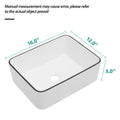 16X12 Inch White Ceramic Rectangular Vessel Bathroom Sink White Ceramic