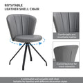 Gray 360 Swivel Makeup Home Office Chair, Pu Vanity Chair, Nail Chair For Women, Queen Fancy Chair For Girls,Upholstered Chair With Black Metal Legs For Dining Room Bedroom And Living Room Gray Dining Room Modern Upholstered Pu Leather