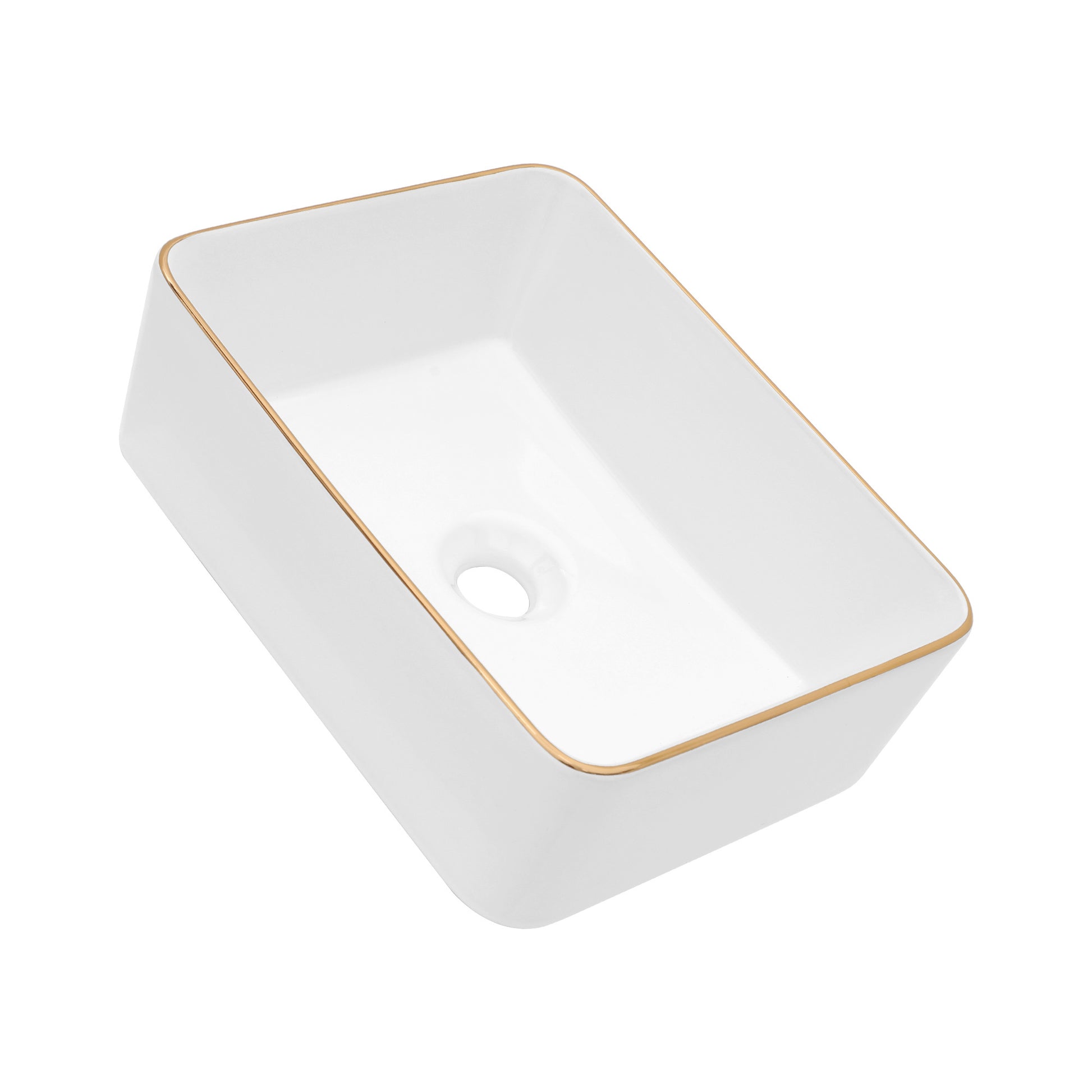 19X15 Inch White Ceramic Rectangular Vessel Bathroom Sink White Ceramic