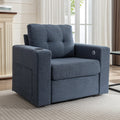 Modern Swivel Accent Sofa Chairergonomic Casual 90 Degree Swivel Single Sofa Seat With Drink Holder Living Room Chair ,Soft Egyptian Velvet Sofa Chair Blue Brown Wood Primary Living Space Delicate Duty Pine 1 Seat Blue Linen Soft Cushion Back Art
