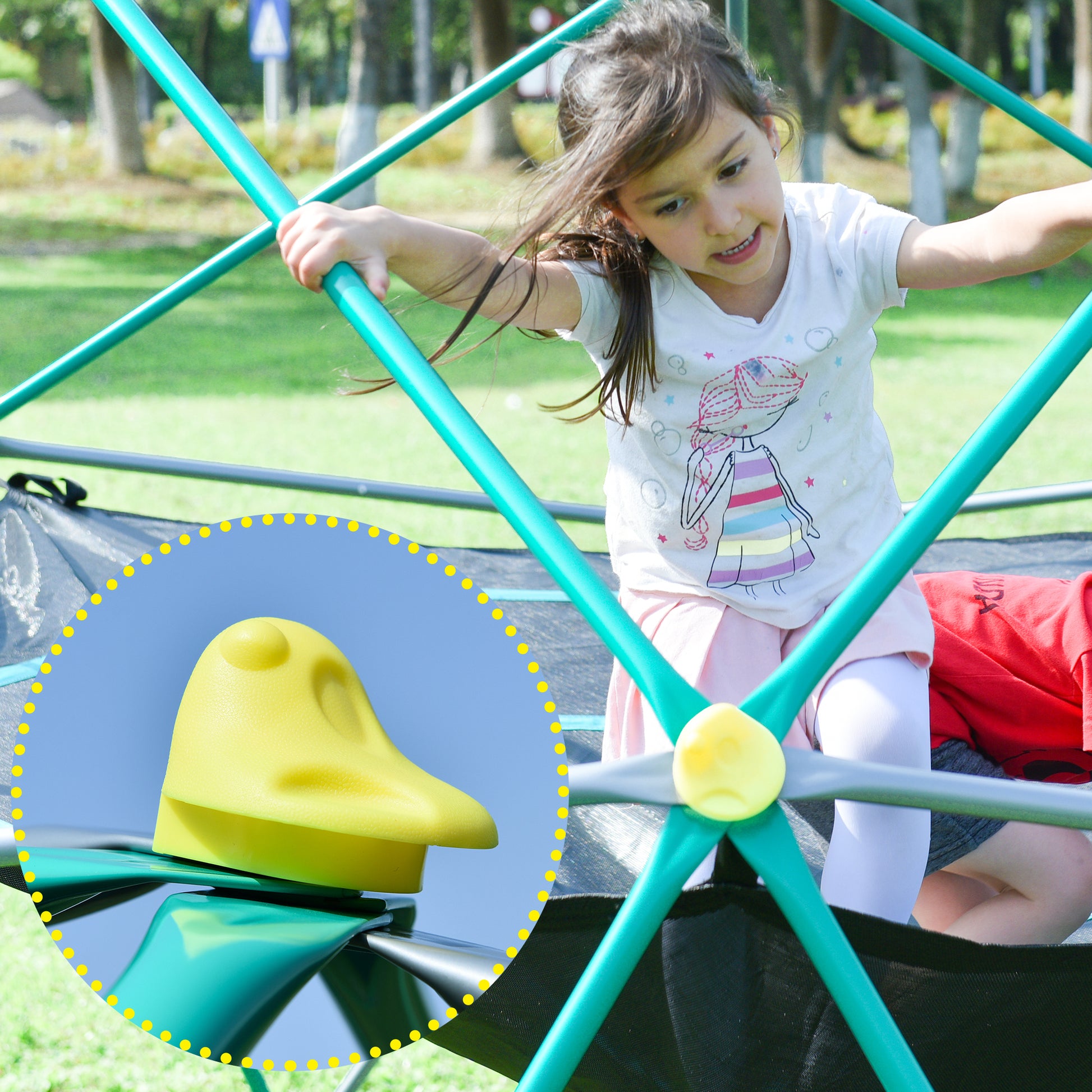 12Ft Geometric Dome Climber Play Center, Kids Climbing Dome Tower With Hammock, Rust & Uv Resistant Steel Supporting 1000 Lbs Grey Metal