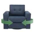 Modern Swivel Accent Sofa Chairergonomic Casual 90 Degree Swivel Single Sofa Seat With Drink Holder Living Room Chair ,Soft Egyptian Velvet Sofa Chair Blue Brown Wood Primary Living Space Delicate Duty Pine 1 Seat Blue Linen Soft Cushion Back Art