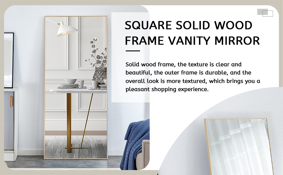 Fourth Generation Solid Wood Frame Long Mirror, Dressing Mirror, Bedroom Foyer, Decorative Mirror, Clothing Store, Floor To Ceiling Mirror, Wall Mounted. 71 "* 31.4" Transparent Glass